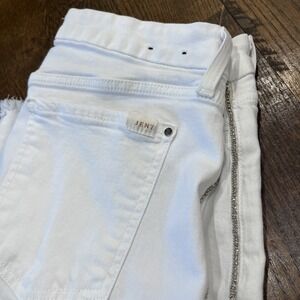 7 For All Mankind Jen 7 Womens Skinny Ankle Denim White Jeans Size 10 Bling Trim